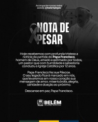 PREFEITA DECRETA LUTO OFICIAL PELA MORTE DO PAPA FRANCISCO